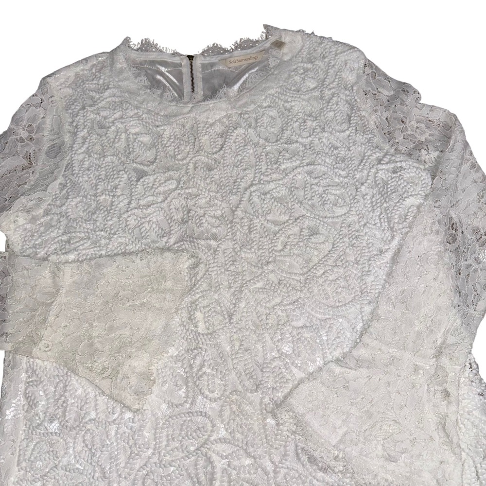 Soft Surroundings Lilith White Lace Top Bell Sleeve Shirt Fairy Angel Women's XL